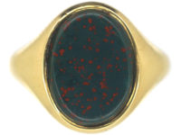 18ct Gold & Bloodstone Plain Signet Ring