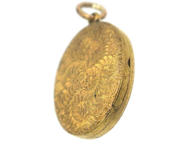 Victorian 15ct Gold Oval Engraved Locket