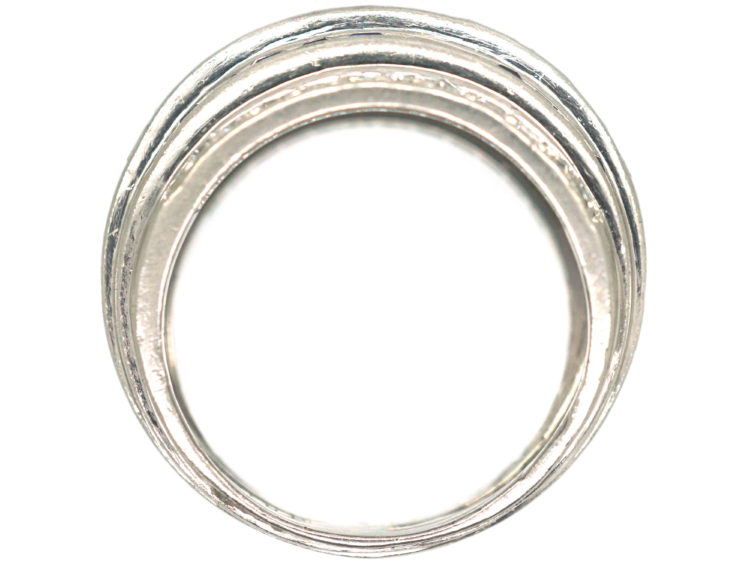 Art Deco Iridium & Platinum, Sapphire & Diamond Five Row Ring