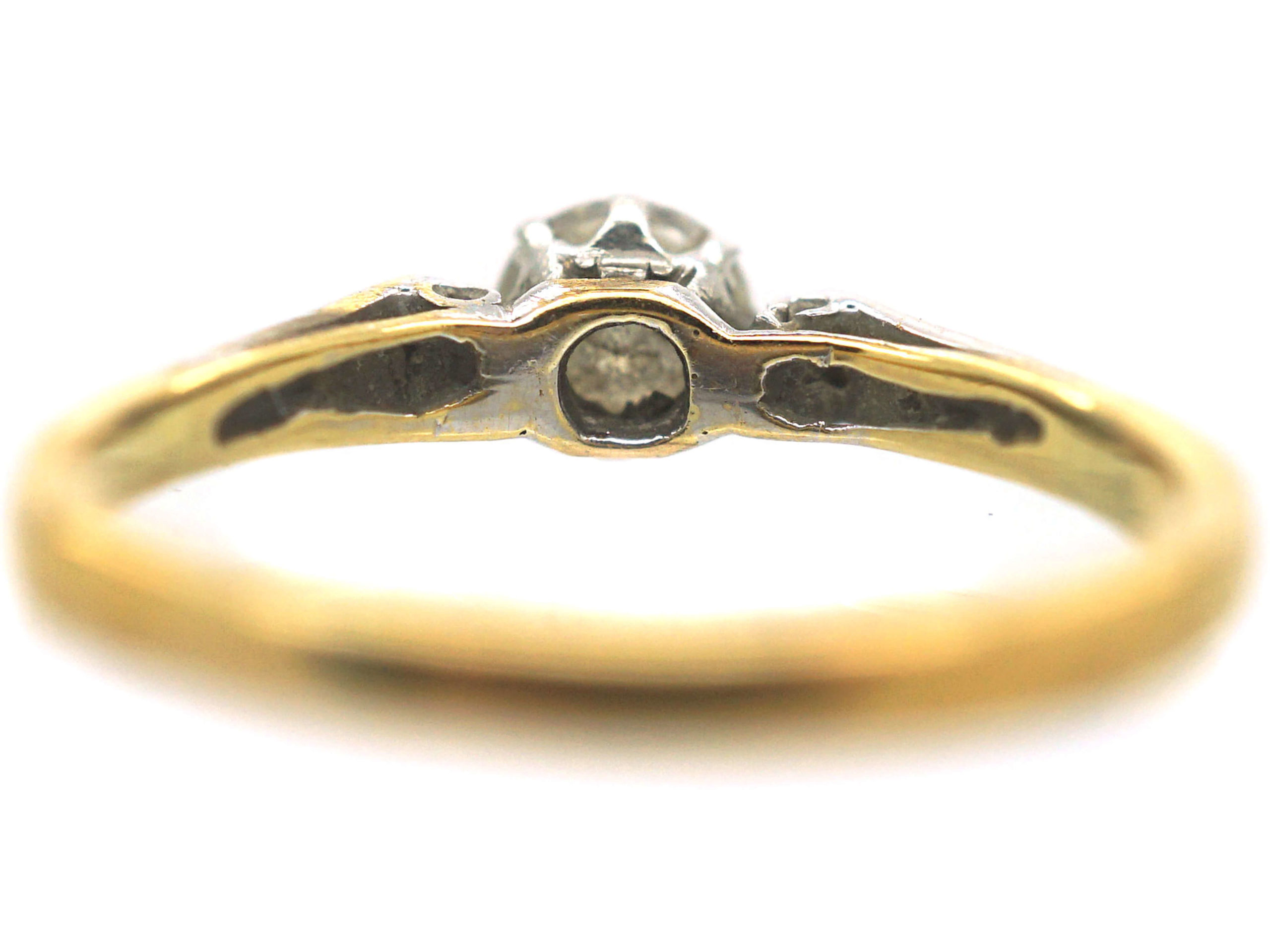 Diamond Solitaire Ring with Diamond Set Shoulders ~ 18ct Rose Gold & Platinum