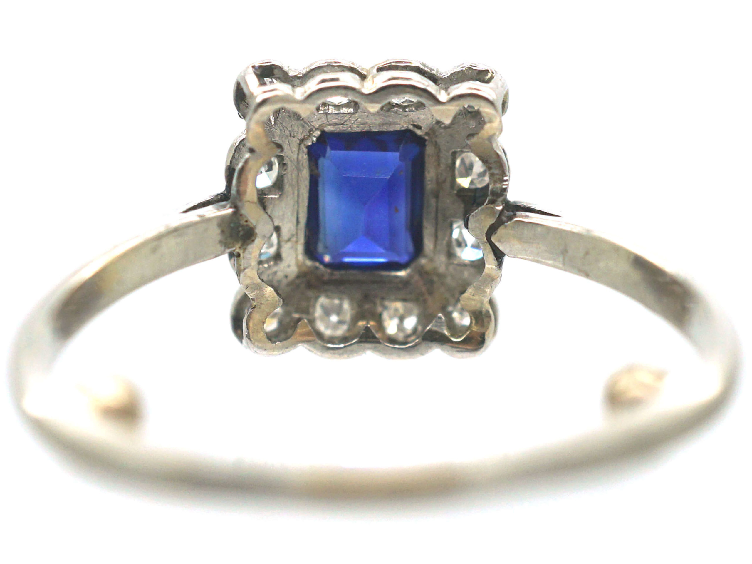 Art Deco 18ct White Gold & Platinum, Sapphire & Diamond Rectangular ...