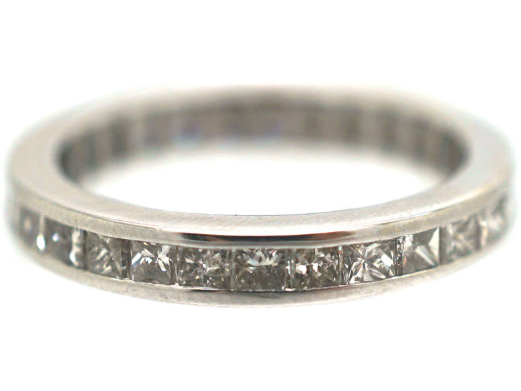 18ct White Gold & Square Cut Diamond Eternity Ring
