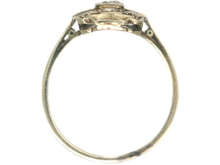 Art Deco 14ct White Gold Rectangular Shaped Ring set with Diamonds