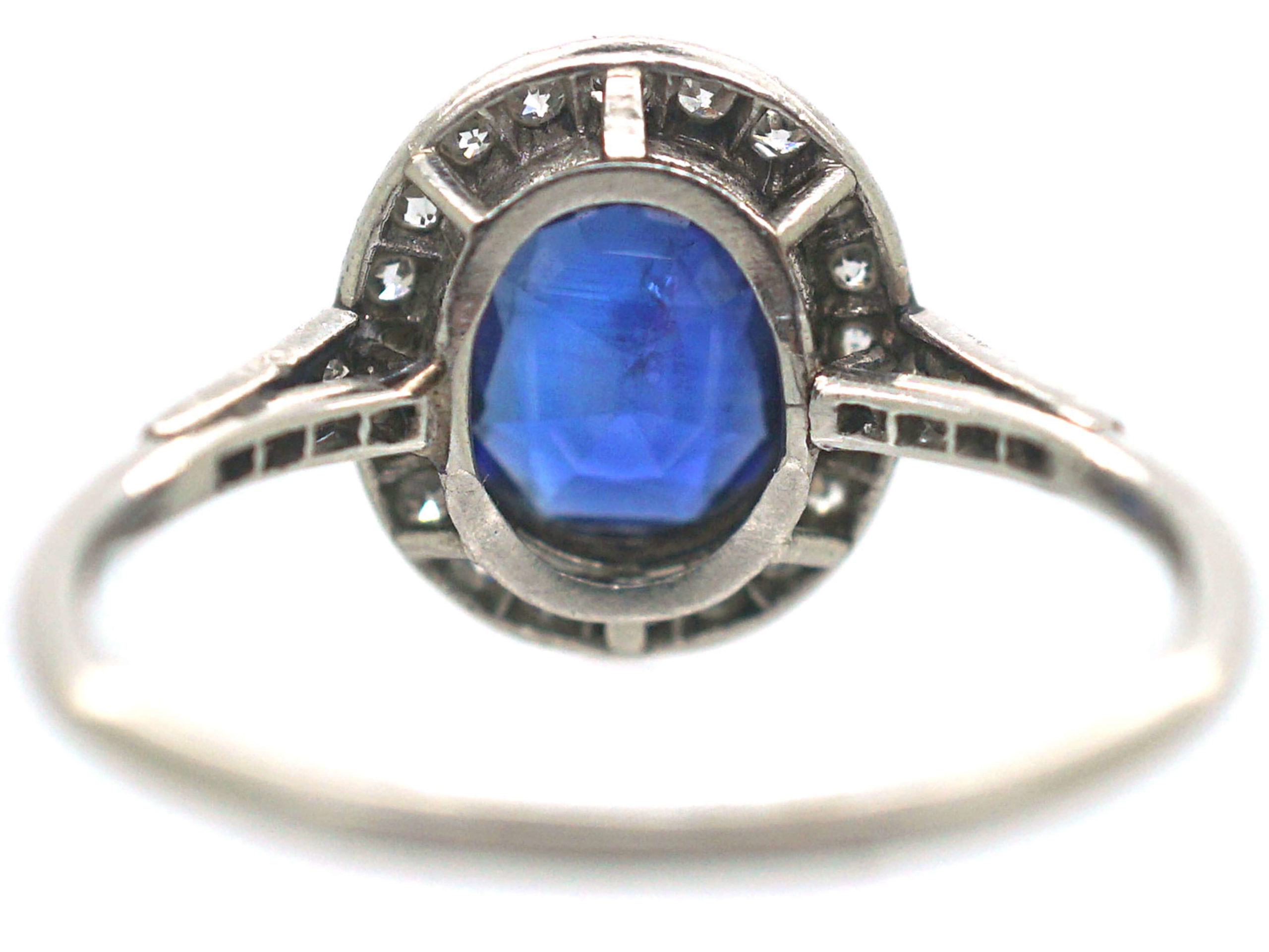 Art Deco Platinum, Burma Sapphire & Diamond Cluster Ring (389/O) | The ...