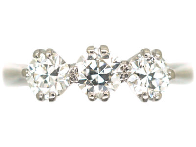 Art Deco Platinum Three Stone Diamond Ring