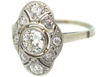 Art Deco 18ct White Gold & Platinum, Diamond Ring