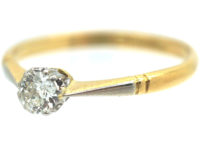 Art Deco 18ct Gold & Platinum Diamond Solitaire Ring