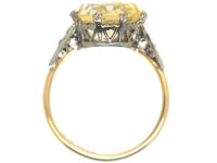 Art Deco 18ct Gold & Platinum, Yellow Sapphire & Diamond Ring