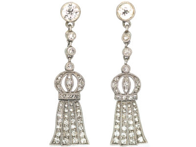 Edwardian Platinum & Diamond Tassel Earrings