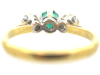 18ct Gold, Emerald and Diamond Three Stone Ring by Cropp & Farr