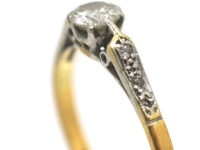 22ct Gold & Platinum Diamond Solitaire Ring with Diamond Set Shoulders