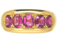 Victorian 18ct Gold, Five Stone Pink Sapphire Ring