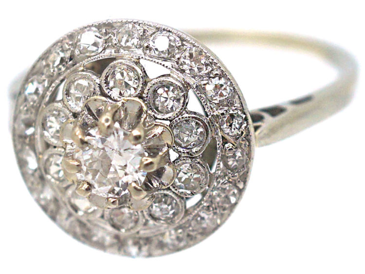 Edwardian Platinum & Diamond Flower Cluster Ring