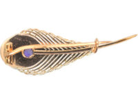 Edwardian 15ct Three Colour Gold & Platinum Peacock Feather Brooch
