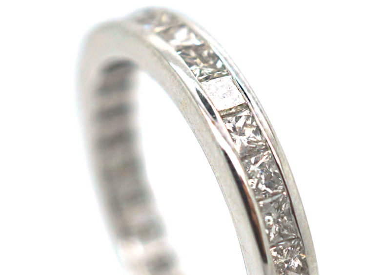 18ct White Gold & Square Cut Diamond Eternity Ring