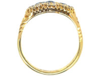 Edwardian 18ct Gold Three Stone Sapphire & Diamond Cluster Ring