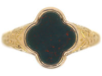 Victorian 15ct Gold & Bloodstone Quatrefoil Ring