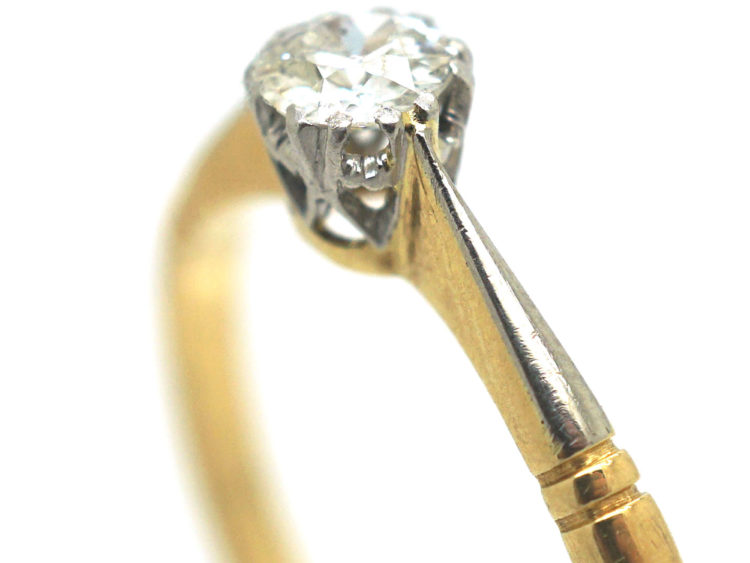 Art Deco 18ct Gold & Platinum Diamond Solitaire Ring