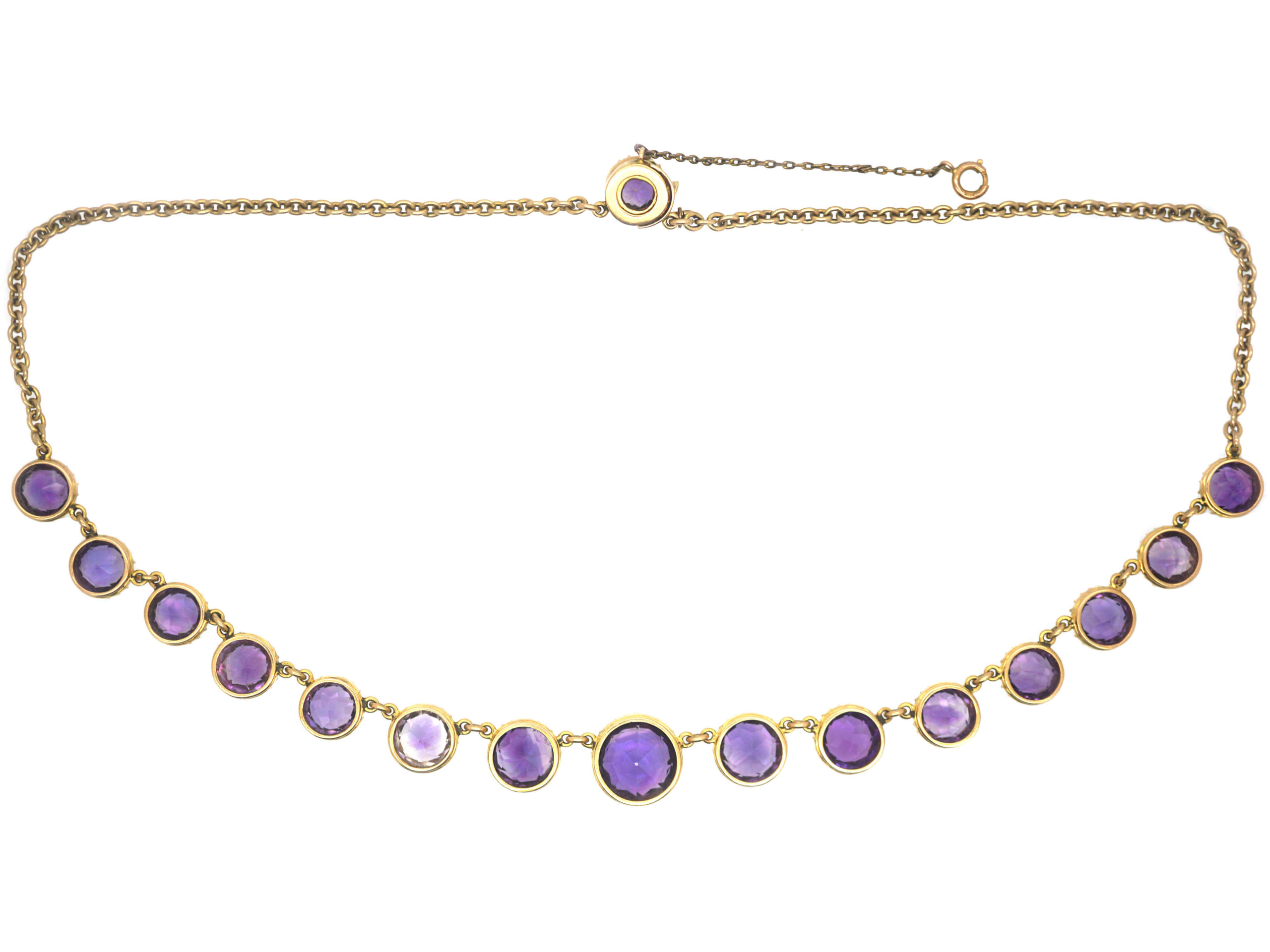 Edwardian 18ct Gold & Amethyst Necklace (324P) | The Antique Jewellery ...