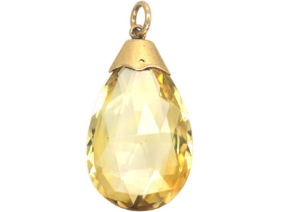 Art Deco 15ct Gold & Citrine Drop Pendant