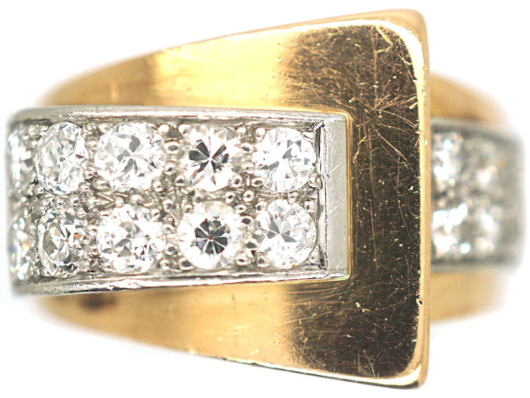 French 18ct Gold & Diamond Set Cocktail Ring