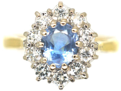 18ct Gold, Sapphire & Diamond Oval Cluster Ring