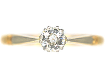 Art Deco 18ct Gold & Platinum Diamond Solitaire Ring
