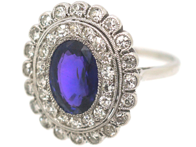 Edwardian Platinum Colour Change Sapphire & Diamond Ring