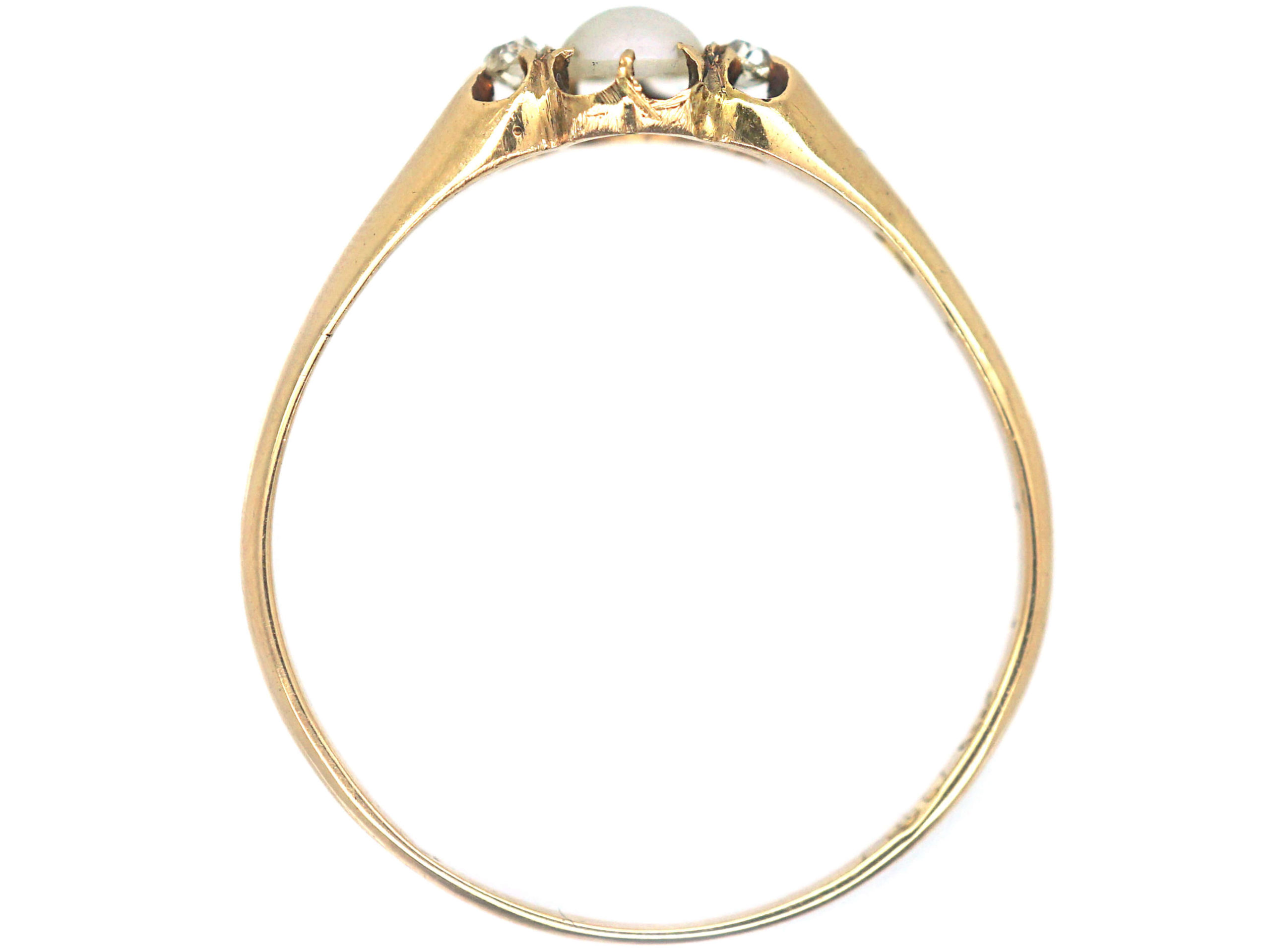 Edwardian 18ct Gold, Natural Split Pearl & Diamond Ring (388/O) The
