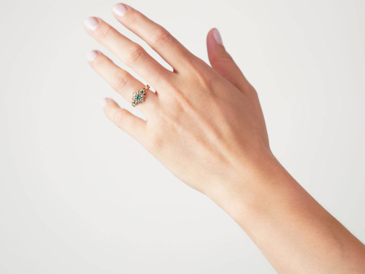 Georgian 18ct Gold, Emerald & Diamond Cluster Ring