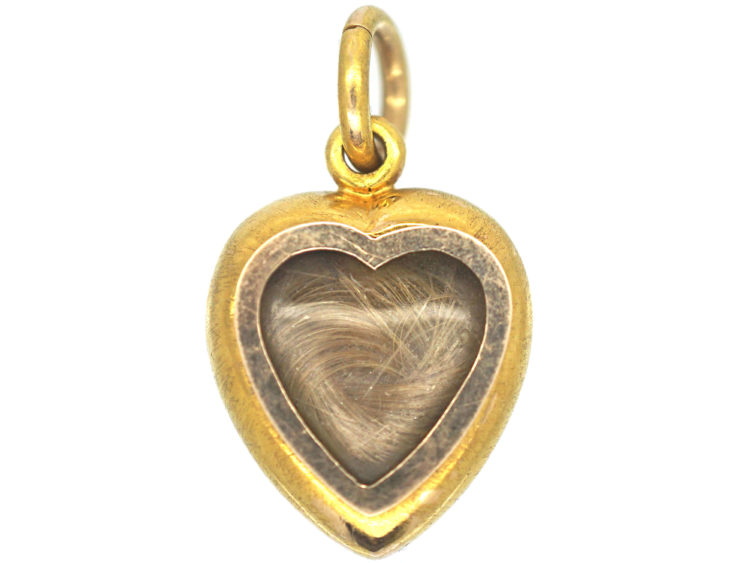 Edwardian 15ct Gold Heart Pendant set with Natural Split Pearls & A Demantoid Garnet