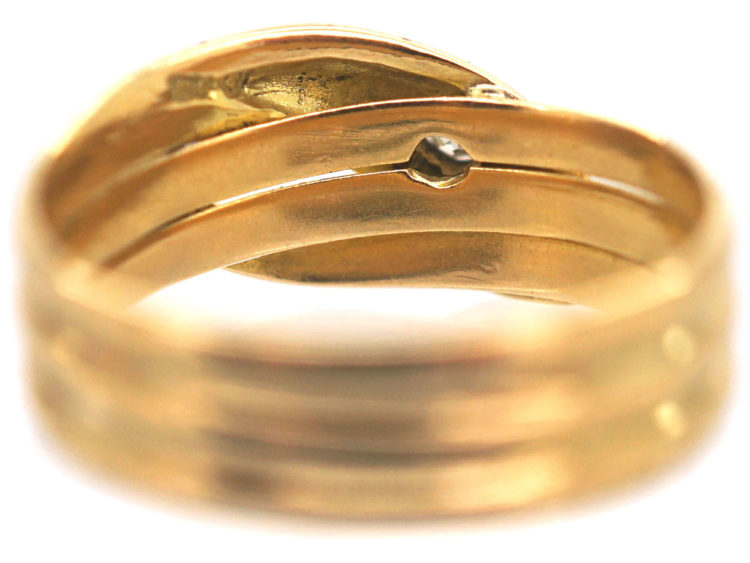 Edwardian 18ct Gold Snake Ring set with a Diamond