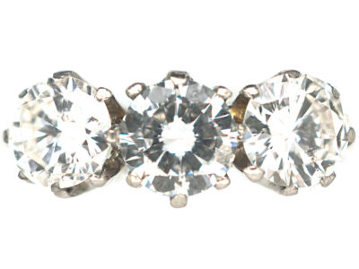 Art Deco 18ct White Gold & Platinum Three Stone Diamond Ring