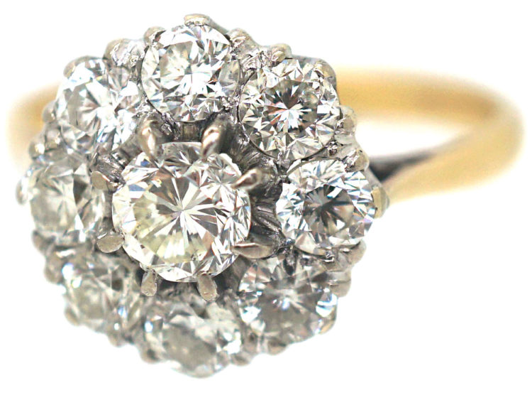18ct Gold Large Diamond Cluster Ring