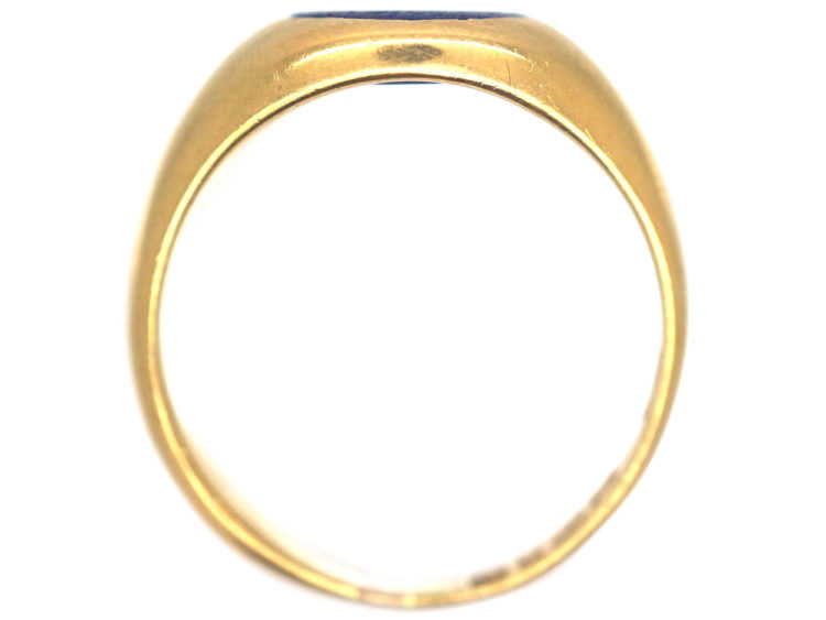 Edwardian 18ct Gold & Lapis Lazuli Signet Ring of a Bull