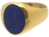 Victorian 18ct Gold & Lapis Lazuli Ring with Intaglio of a Bull