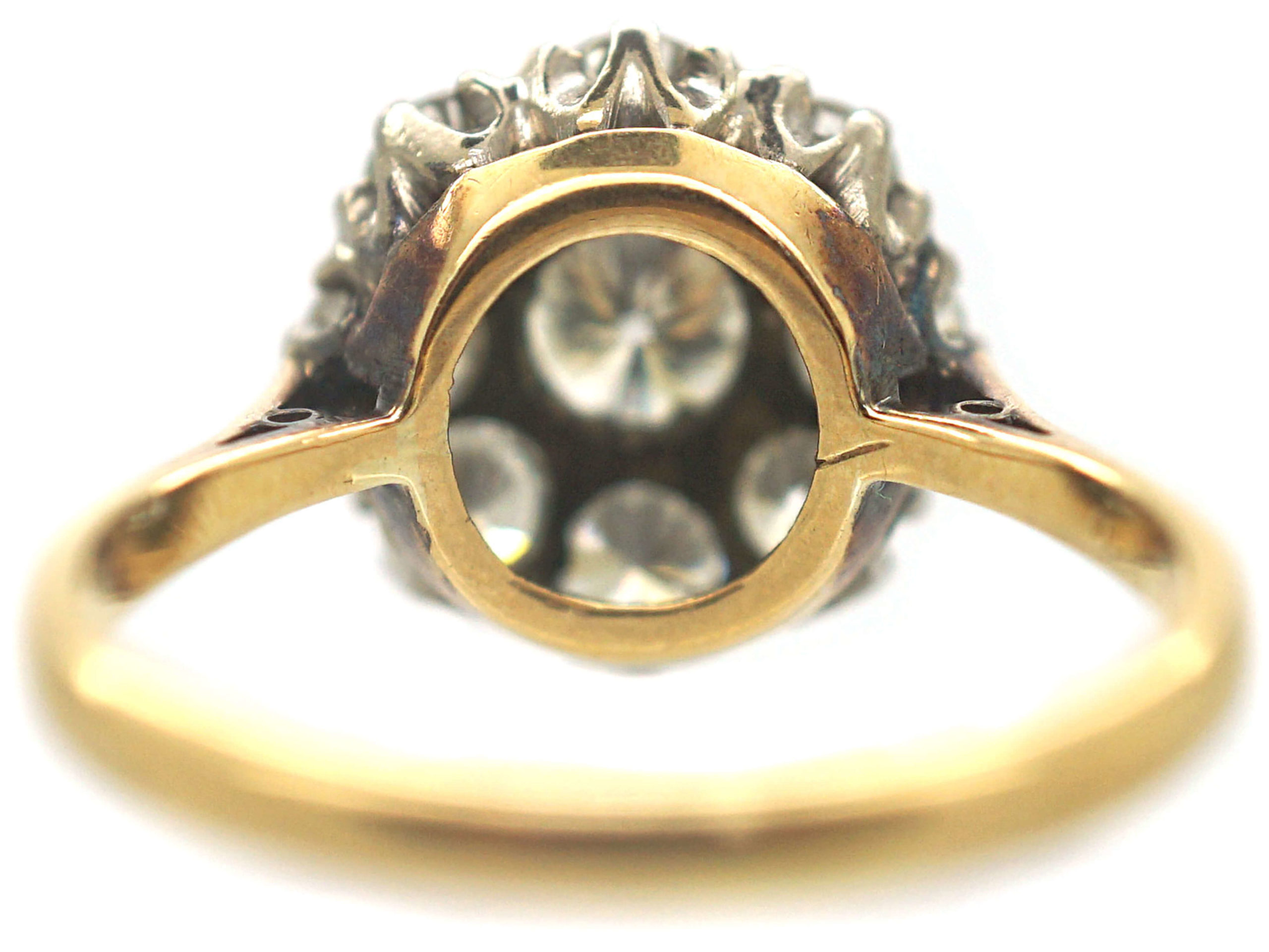 18ct Gold Large Diamond Cluster Ring - The Antique Jewellery Company