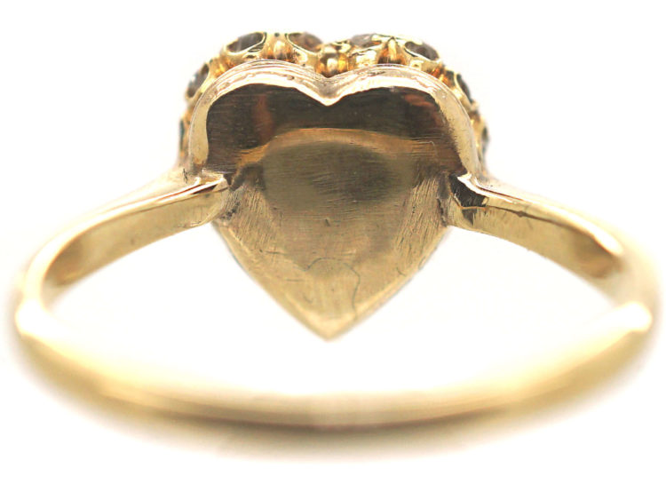 Edwardian 9ct Gold Heart Shaped Opal & Diamond Ring