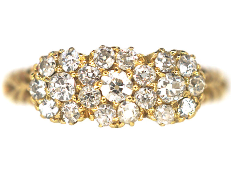 Edwardian 18ct Gold Diamond Triple Cluster Ring