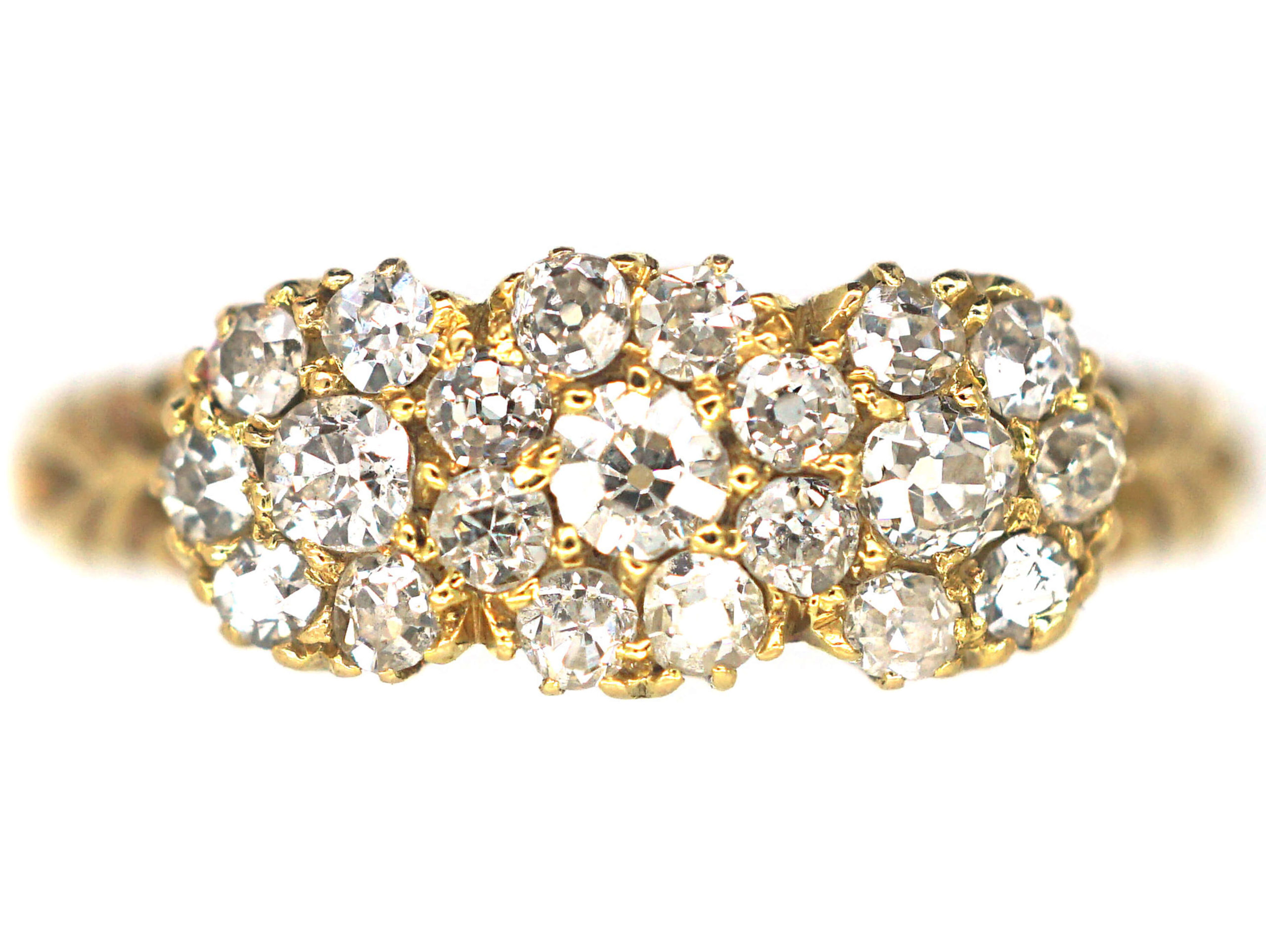 Edwardian 18ct Gold Diamond Triple Cluster Ring (428P) The Antique