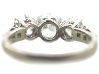 Platinum Three Stone Diamond Ring with Diamond Set Shoulders