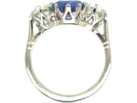 18ct White Gold & Platinum, Sapphire & Diamond Three Stone Ring
