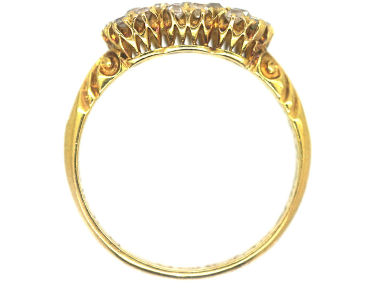 Edwardian 18ct Gold Diamond Triple Cluster Ring