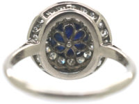 Art Deco Platinum Diamond & Cabochon Sapphire Cluster Ring