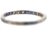 Art Deco Platinum, Sapphire & Diamond Narrow Eternity Ring