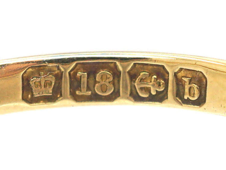 Edwardian 18ct Gold, Three Stone Garnet & Diamond Ring
