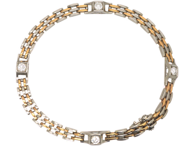 Art Deco Two Colour Platinum & 18ct Gold Diamond Bracelet