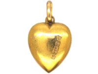 Edwardian 15ct Gold Heart Shaped Pendant set with Rose Diamonds & Turquoise