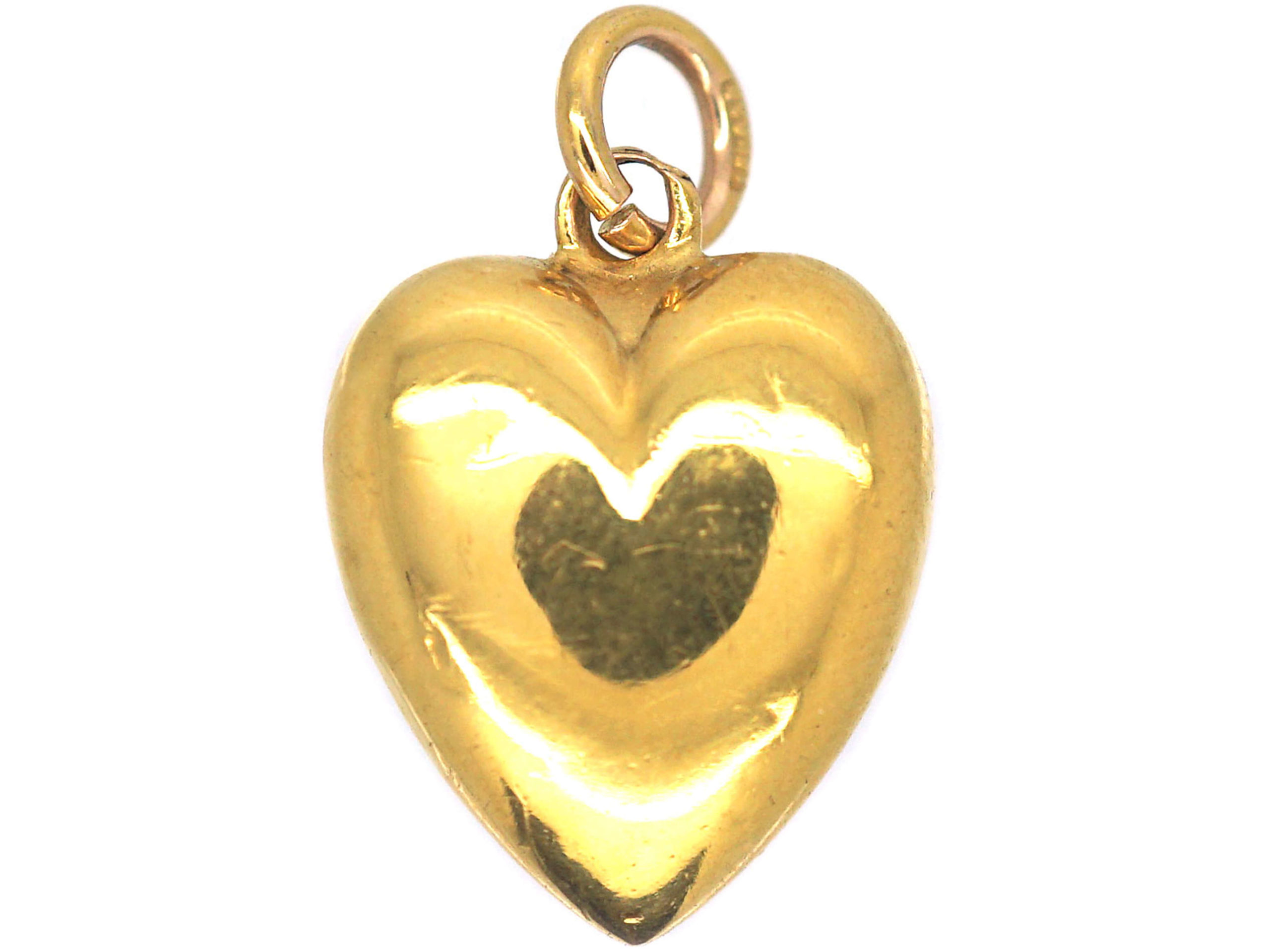 Edwardian 15ct Gold Heart Pendant (396/O) | The Antique Jewellery Company