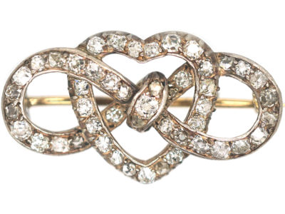 Edwardian Lover’s Knot & Heart Diamond Brooch